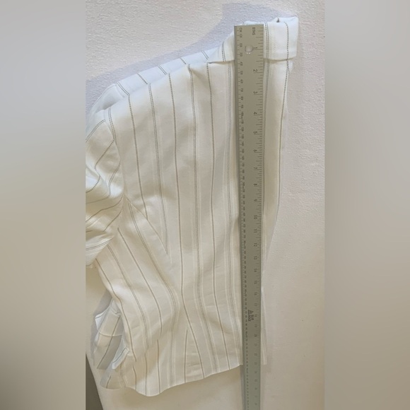 White Jacket Taupe Pinstripe Lightweight Blazer Lined Casual Business Size 11 12 - Picture 10 of 14